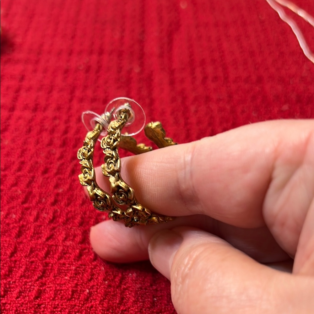 EH Eivind Hillestad rose hoop earrings vintage